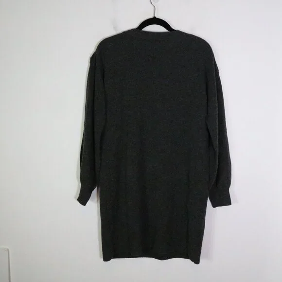 Madewell Merino Wool Boatneck Sweater Dress M Button Shoulder Neutral Minimalist - Picture 8 of 8